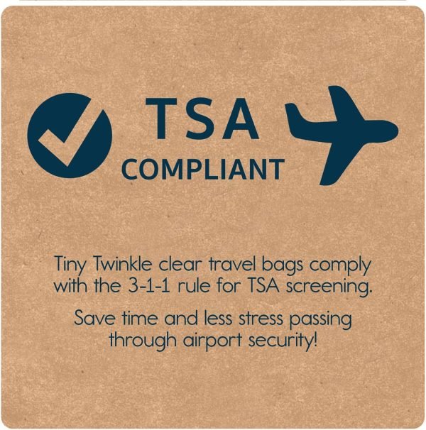 Tiny Twinkle Mess-proof Travel Bags, Airline Compliant, Zipper Closure, Clear Fr... - Image 5