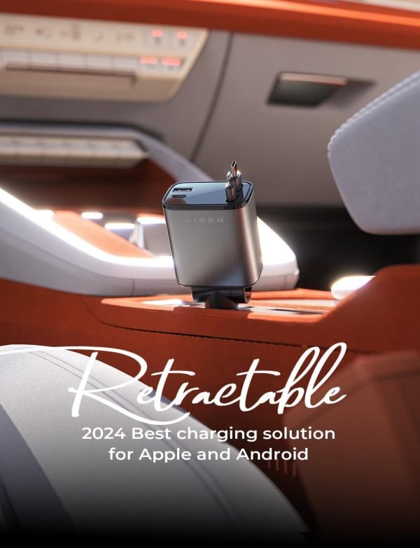 LISEN Retractable Car Charger [69W USB C Car Charger Adapter] for iPhone 16 Car ... - Image 3