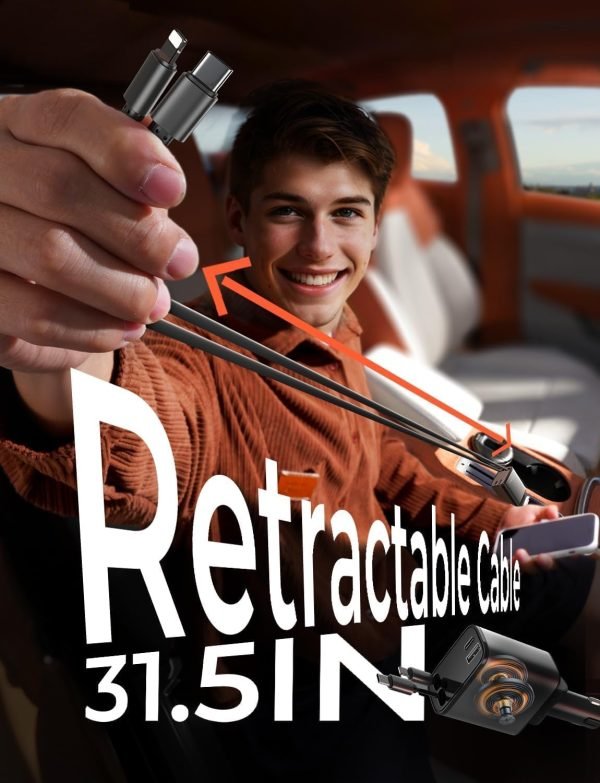 LISEN Retractable Car Charger [69W USB C Car Charger Adapter] for iPhone 16 Car ... - Image 4