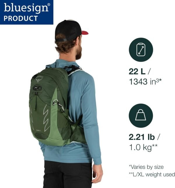 Osprey Talon 22L Men's Hiking Backpack with Hipbelt, Stealth Black, L/XL - Image 3