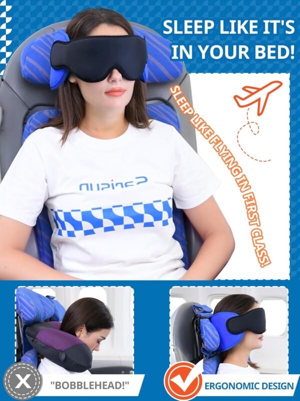 Travel Pillows for Airplanes, Airplane Pillow for Long Flight, Airplane Head Str... - Image 3