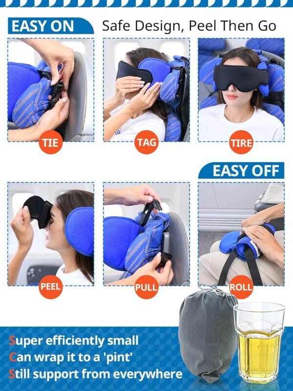 Travel Pillows for Airplanes, Airplane Pillow for Long Flight, Airplane Head Str... - Image 5