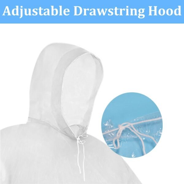 Disposable Rain Ponchos For Adults- Transparent Waterproof Ponchos With Hood,Eme... - Image 3