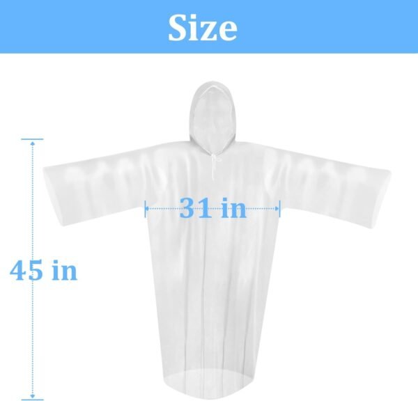 Disposable Rain Ponchos For Adults- Transparent Waterproof Ponchos With Hood,Eme... - Image 5