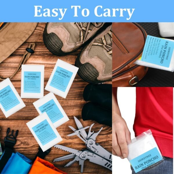 Disposable Rain Ponchos For Adults- Transparent Waterproof Ponchos With Hood,Eme... - Image 6