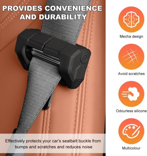 2PCS Car Seat Belt Buckle Covers, Anti-Scratch Silicone Seatbelt Clip Protective... - Image 5