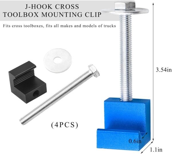 4 PCS Truck Tool Box Mounting Clamps, Aluminum Alloy J Hook Crossover Pickup Too... - Image 3