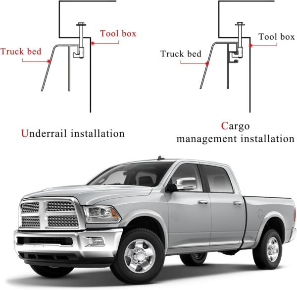 4 PCS Truck Tool Box Mounting Clamps, Aluminum Alloy J Hook Crossover Pickup Too... - Image 4