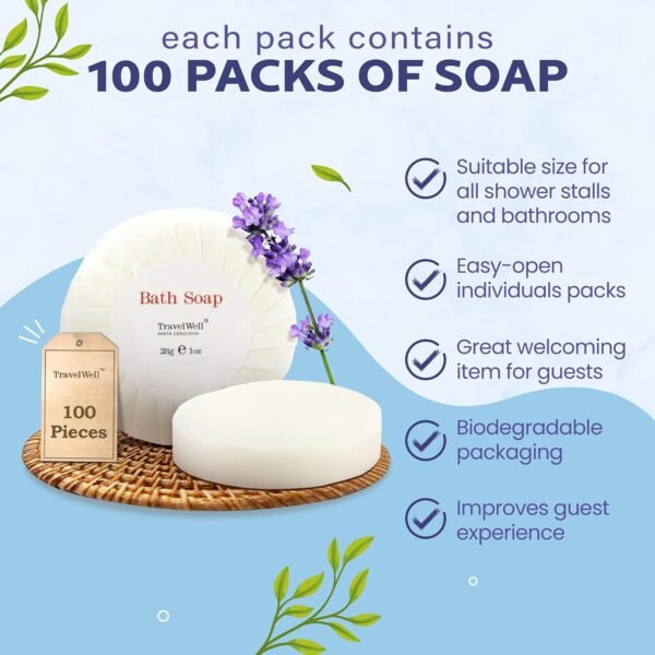 Travel Well Bar Soap Bulk - 100 Pack, 1.0 oz Travel Size Soap Bars - Individuall... - Image 5
