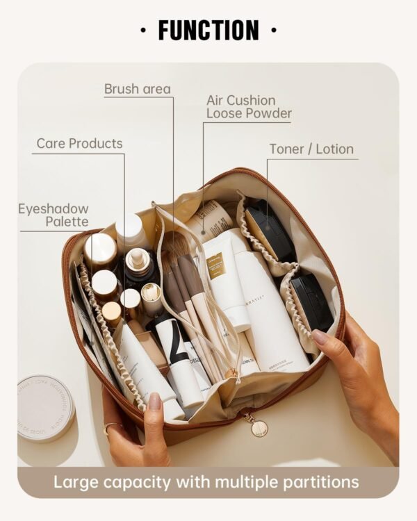 EACHY Travel Makeup Bag,Large Capacity Cosmetic Bags for Women,Waterproof Portab... - Image 3