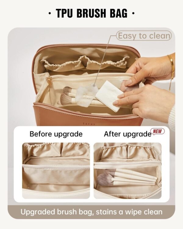 EACHY Travel Makeup Bag,Large Capacity Cosmetic Bags for Women,Waterproof Portab... - Image 4