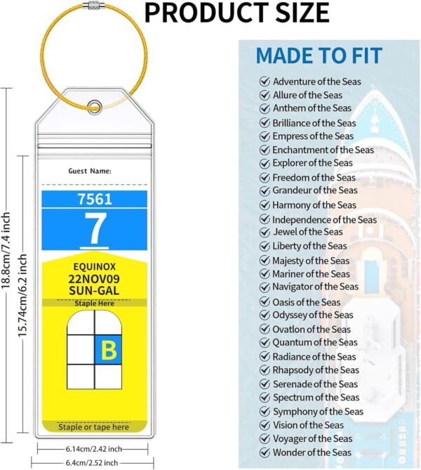 Royal Caribbean & Celebrity Luggage Tag Holders with Cruise Lanyards, Zip Seal C... - Image 3