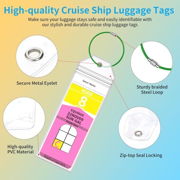Royal Caribbean & Celebrity Luggage Tag Holders with Cruise Lanyards, Zip Seal C... - Image 6
