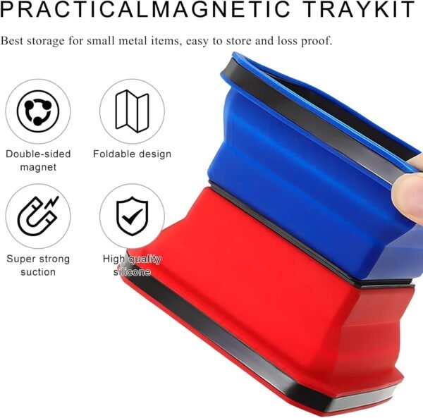 Collapsible Magnetic Parts Tray, 4.5 Inch Foldable Silicone Bowls with Double-Si... - Image 4