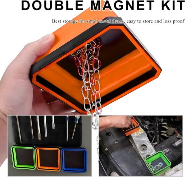 Collapsible Magnetic Parts Tray, 4.5 Inch Foldable Silicone Bowls with Double-Si... - Image 7