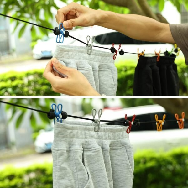 Retractable Portable Clothesline for Travel，Clothing line with 12 Clothes Clips,... - Image 6