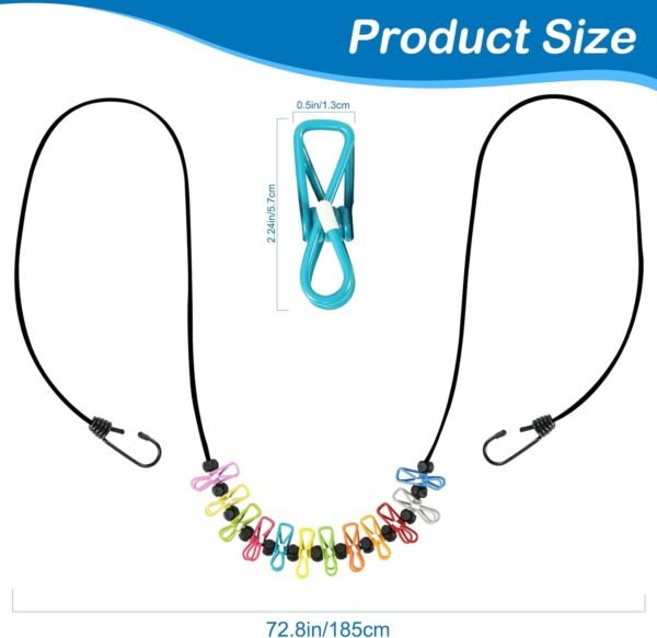 Retractable Portable Clothesline for Travel，Clothing line with 12 Clothes Clips,... - Image 7