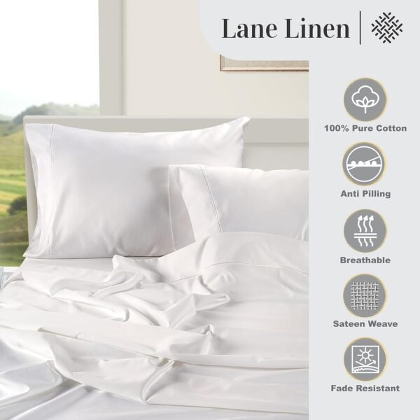 LANE LINEN 100% Egyptian Cotton Sheets Queen Size - 1000 Thread Count White Bed ... - Image 6