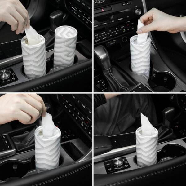 SINGARO Car Tissue Holder, 4 Pack Car Cup Holder Facial Tissues with Kleenex Tra... - Image 5