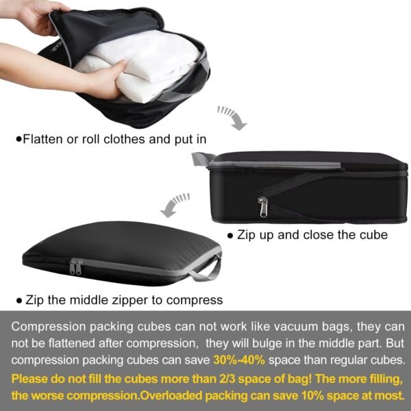 BAGAIL 4 Set/6 Set/8 Set Compression Packing Cubes Travel Accessories Expandable... - Image 6