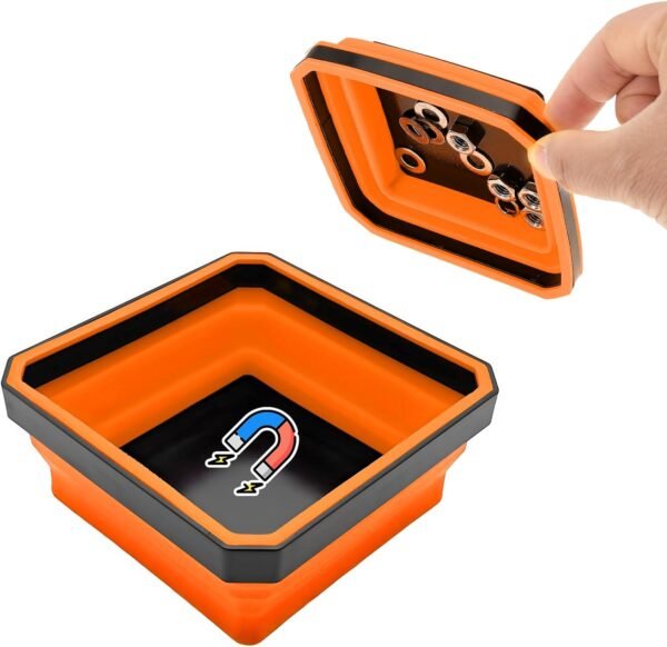 Collapsible Magnetic Parts Tray, 4.5 Inch Foldable Silicone Bowls with Double-Si... - Image 2