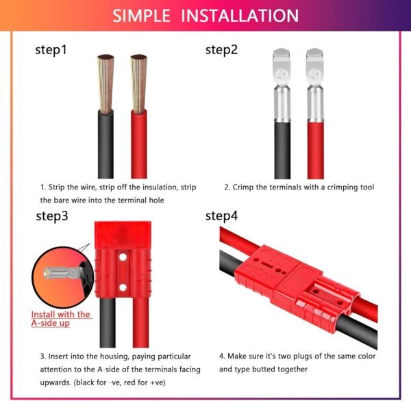 Anderson Connector 4 Pcs, 175 Amp 12v Batteries Quick Connect/Disconnect Plug Ki... - Image 5