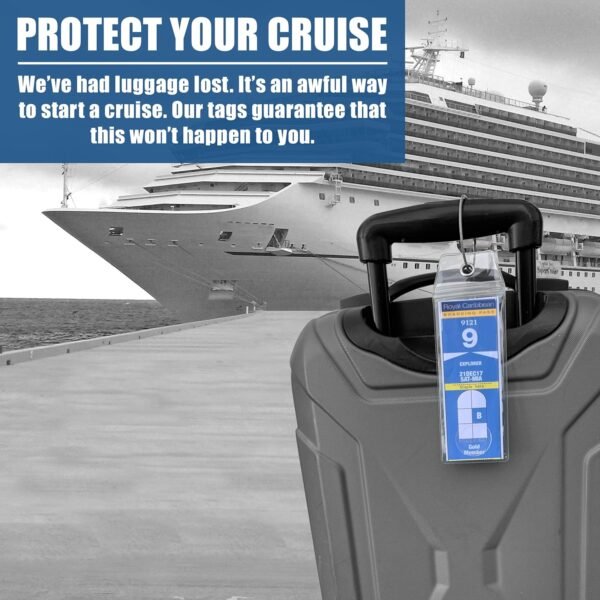 Cruise On Royal Caribbean Luggage Tag Holders (4 Pack) & Lanyards (2 Pack) – Lar... - Image 3