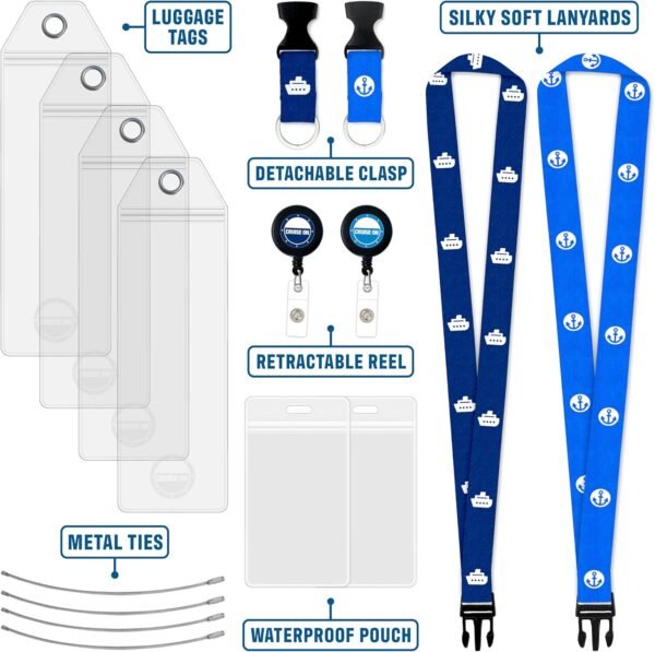 Cruise On Royal Caribbean Luggage Tag Holders (4 Pack) & Lanyards (2 Pack) – Lar... - Image 5