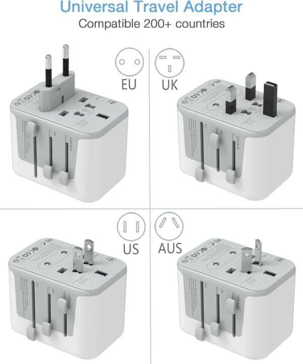 TESSAN Universal Travel Adapter, International Power Adapter 5.6A 3 USB C 2 USB ... - Image 3