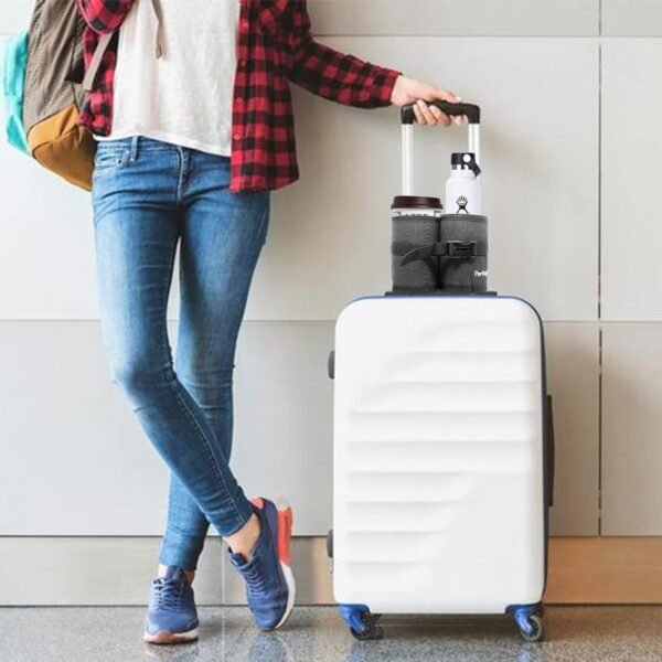 Perilogics Luggage Travel Cup Holder Hands Free Drink Caddy for Suitcase Handle.... - Image 3
