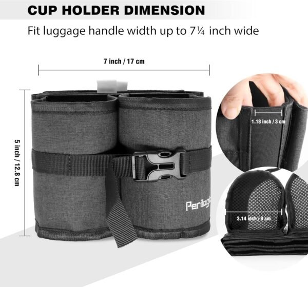 Perilogics Luggage Travel Cup Holder Hands Free Drink Caddy for Suitcase Handle.... - Image 9