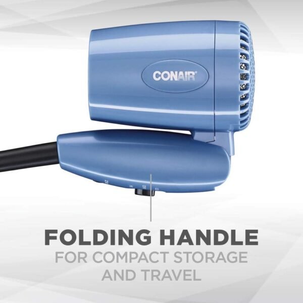 Conair Travel Hair Dryer with Dual Voltage, 1600W Compact Hair Dryer with Foldin... - Image 3