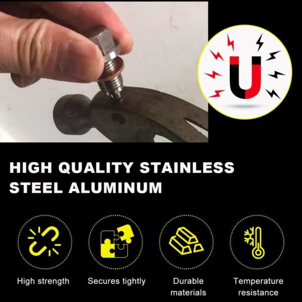 M12×1.5 Magnetic Sump Drain Nut Bolt, Stainless Steel Oil Drain Plug with 5 Copp... - Image 4
