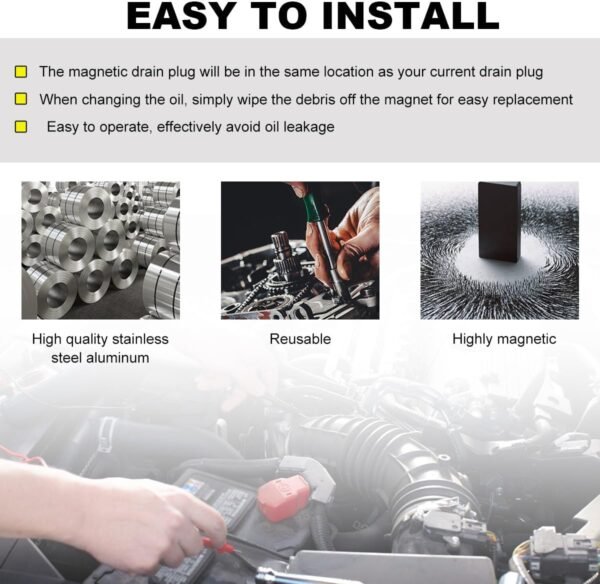 M12×1.5 Magnetic Sump Drain Nut Bolt, Stainless Steel Oil Drain Plug with 5 Copp... - Image 7