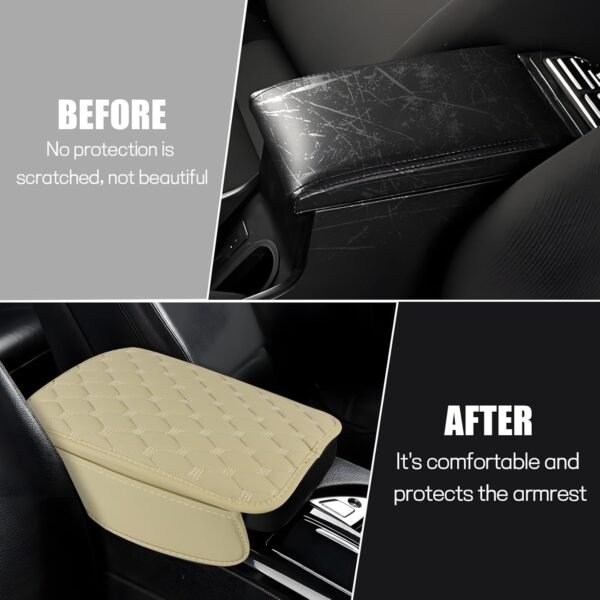 Car Center Console Cover, Leather Auto Armrest Cover Protector, Waterproof Armre... - Image 4
