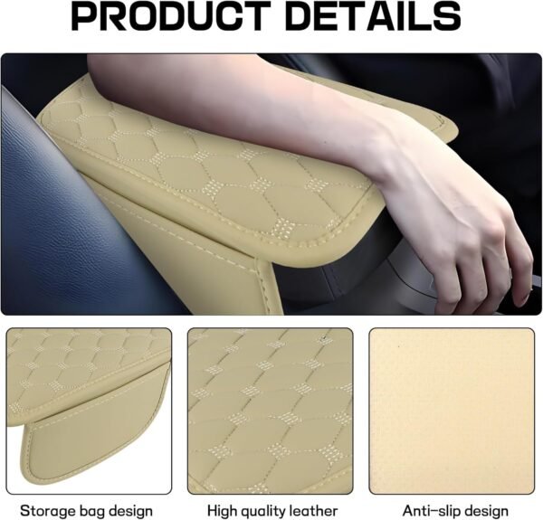 Car Center Console Cover, Leather Auto Armrest Cover Protector, Waterproof Armre... - Image 5