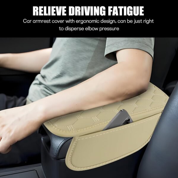 Car Center Console Cover, Leather Auto Armrest Cover Protector, Waterproof Armre... - Image 7