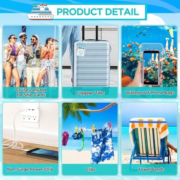 Cruise Ship Essentials Kit Include Cruise Luggage Tags Holder, Cruise Lanyards, ... - Image 3