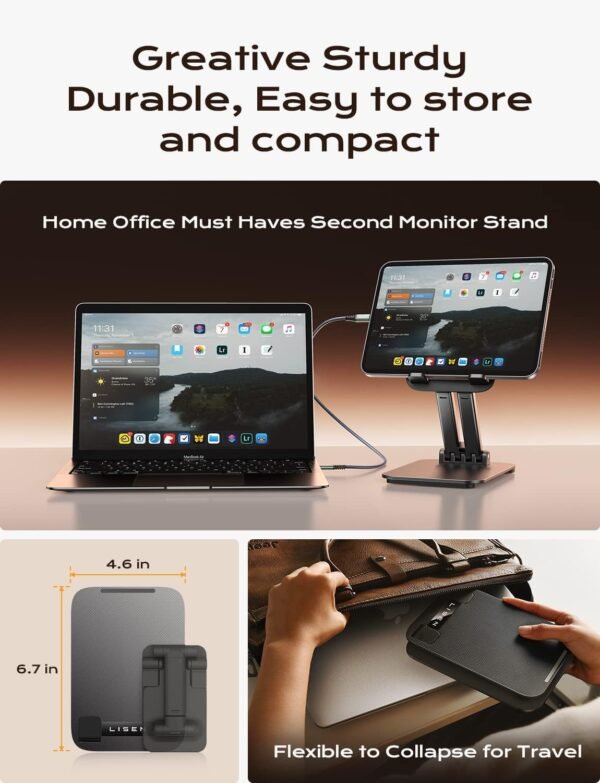 LISEN Tablet Stand for iPad Stand Holder Office Desk Accessories, Foldable iPad ... - Image 4