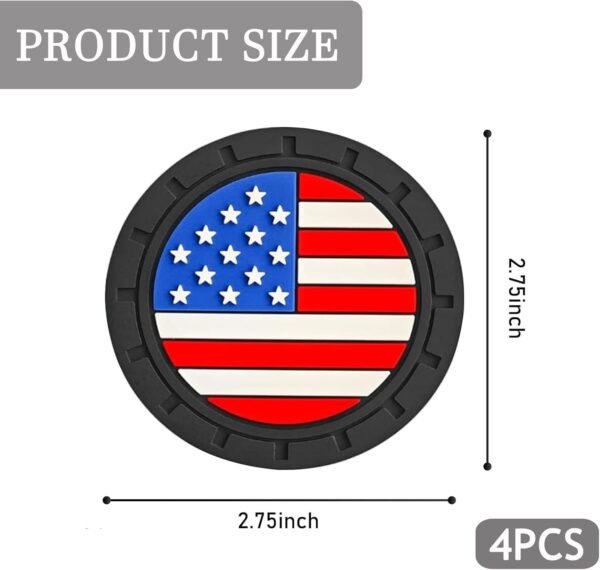 4 PCS Car Cup Holder Coasters, 2.75" American Flag Insert Car Cup Coaster, Non-S... - Image 3