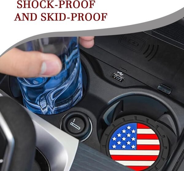 4 PCS Car Cup Holder Coasters, 2.75" American Flag Insert Car Cup Coaster, Non-S... - Image 6