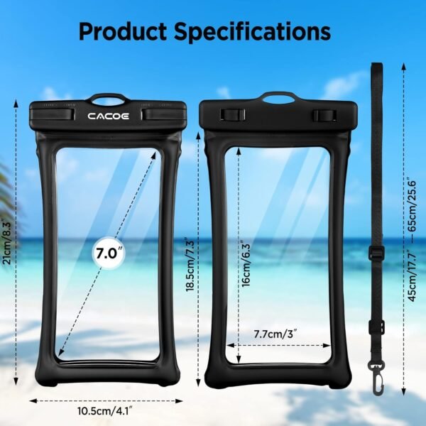 CACOE [Floatable] Floating Universal IPX8 Waterproof Phone case 2 Pack-Up to 7.0... - Image 6