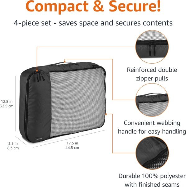 Amazon Basics Large Packing Cubes for Travel, Packing Organizers, 4-Piece-Set Wi... - Image 4