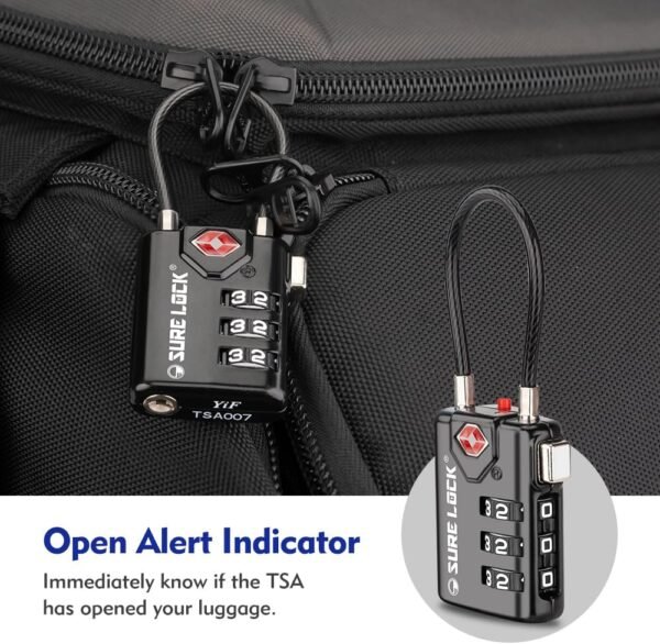 SURE LOCK TSA Compatible Travel Luggage Locks, Inspection Indicator, Easy Read D... - Image 3