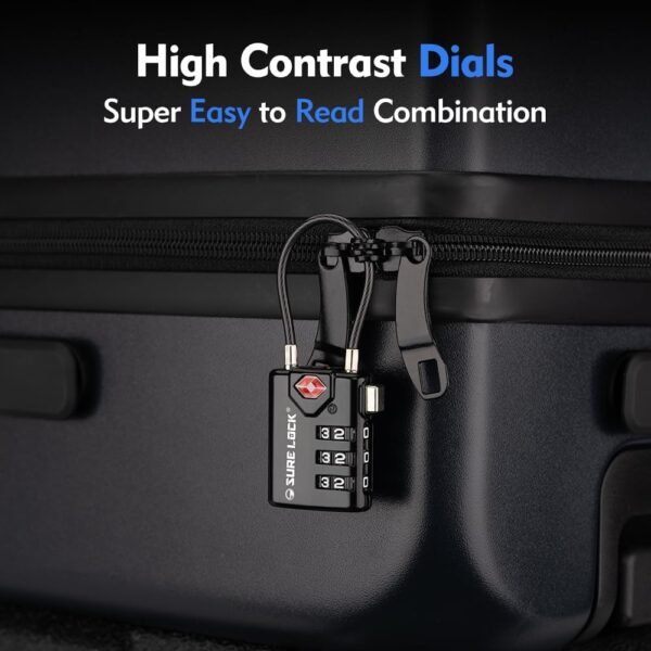 SURE LOCK TSA Compatible Travel Luggage Locks, Inspection Indicator, Easy Read D... - Image 6