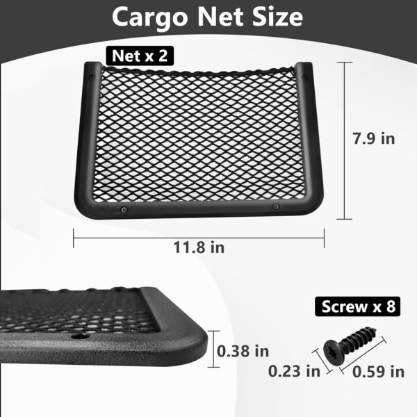 2 PCS Car Net Pocket, ABS Plastic Frame Cargo Net Storage Car Pocket Phone Net, ... - Image 3