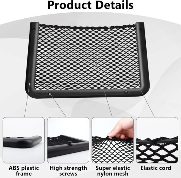 2 PCS Car Net Pocket, ABS Plastic Frame Cargo Net Storage Car Pocket Phone Net, ... - Image 4