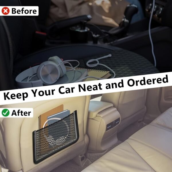 2 PCS Car Net Pocket, ABS Plastic Frame Cargo Net Storage Car Pocket Phone Net, ... - Image 5