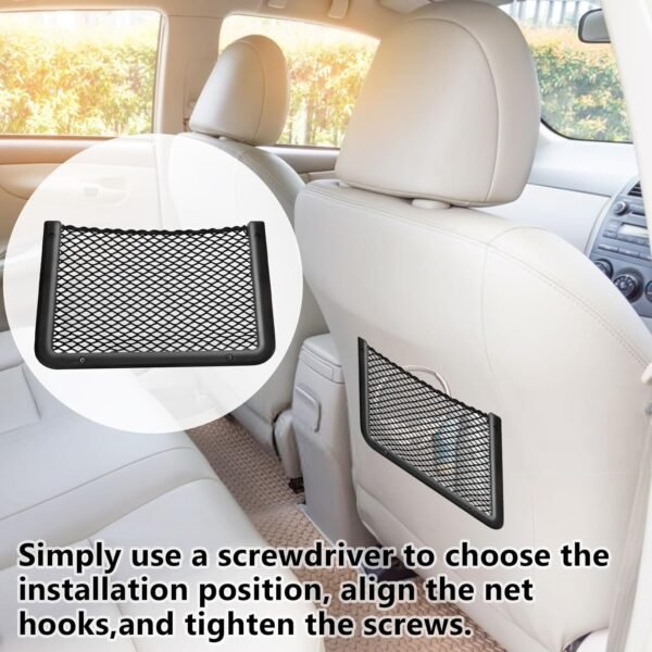 2 PCS Car Net Pocket, ABS Plastic Frame Cargo Net Storage Car Pocket Phone Net, ... - Image 7