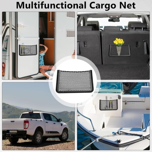 2 PCS Car Net Pocket, ABS Plastic Frame Cargo Net Storage Car Pocket Phone Net, ... - Image 8